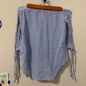 Mossimo Off the Shoulder Blue Striped Blouse